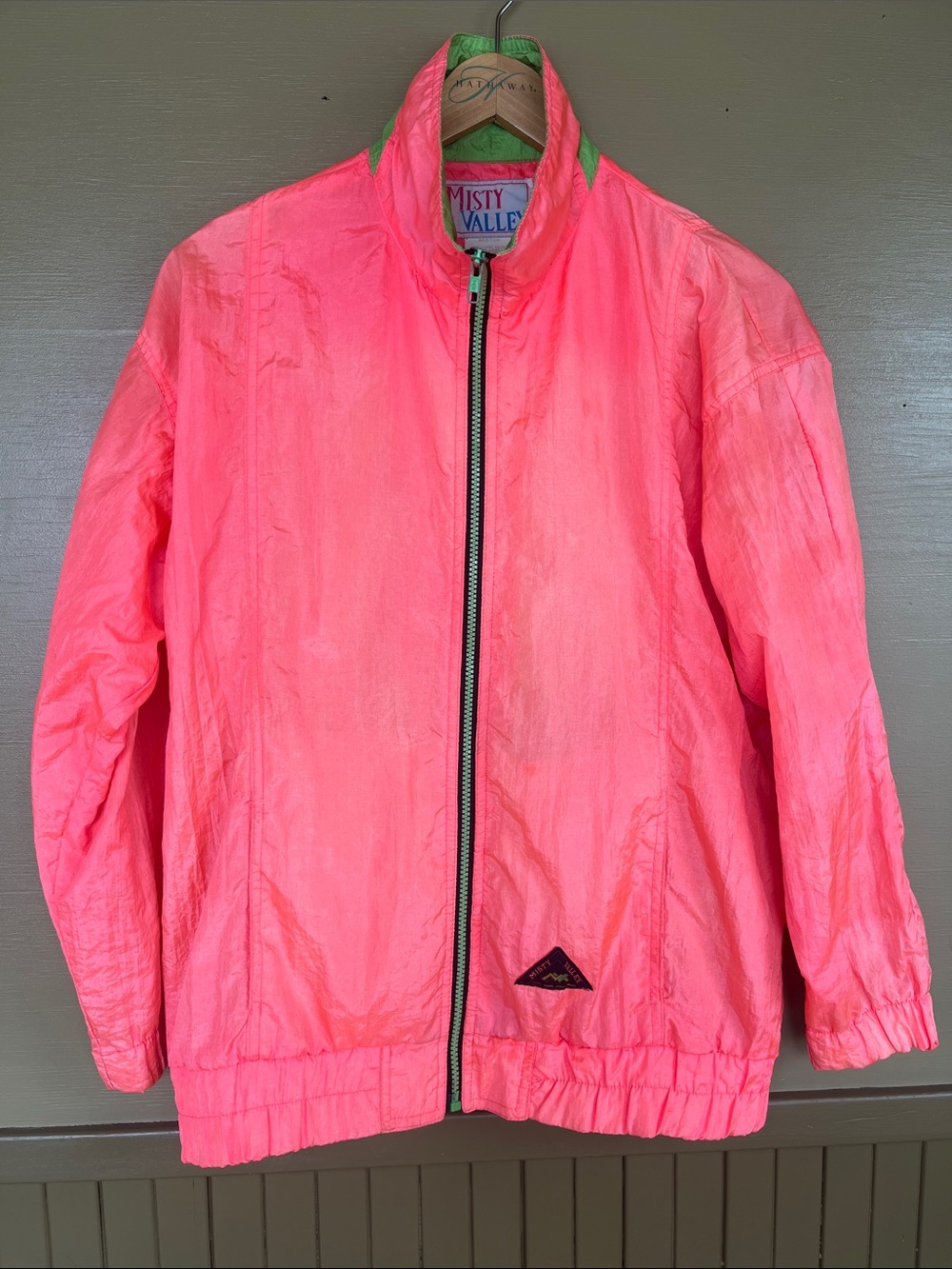 Misty Valley Neon Pink Nylon Shell Zip Jacket Vintage 90’s Medium